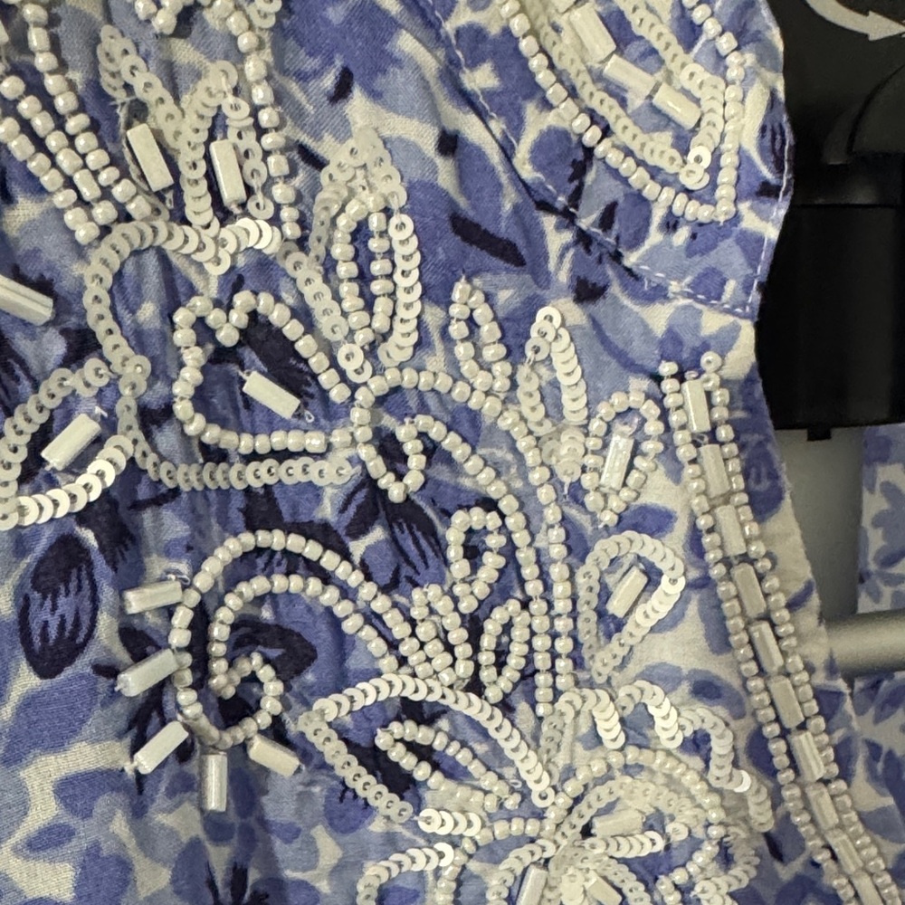 Charter Club Floral Lace Blouse - Blue and White - Picture 3 of 4